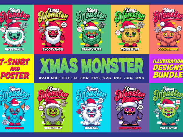 Xmas Monster Designs Bundle Thefancydeal Illustration 