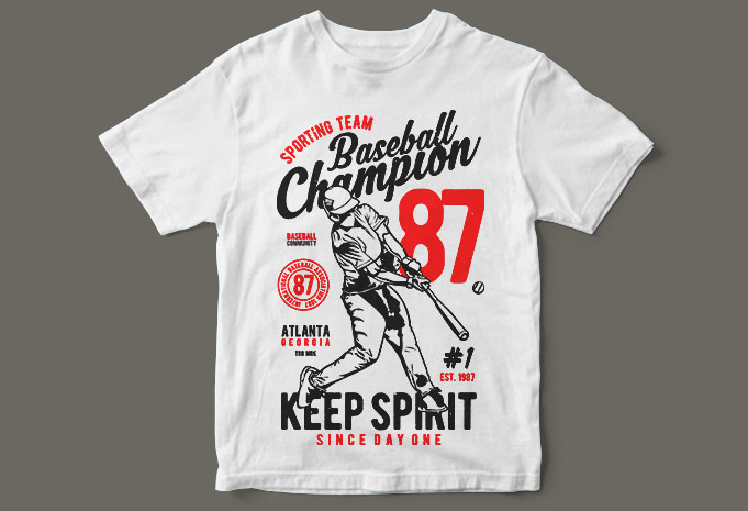 Champion baseball t shirt design Royalty Free Vector Image